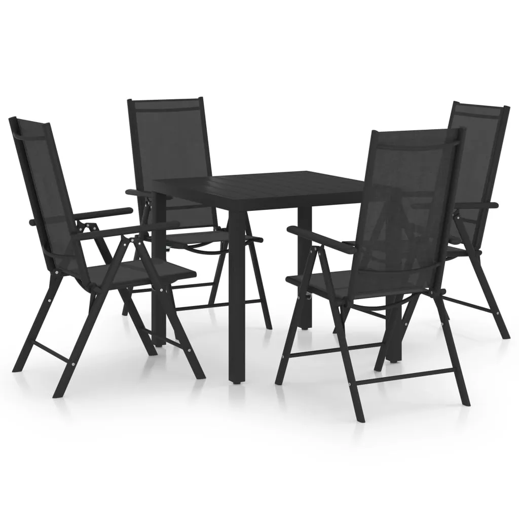 vidaXL Set Mobili da Pranzo per Giardino 5 pz in Alluminio Nero