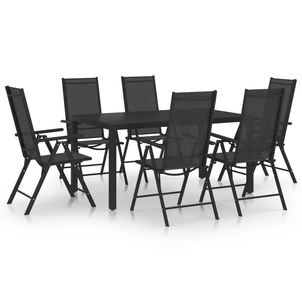 vidaXL Set Mobili da Pranzo da Giardino 7 pz in Alluminio Nero