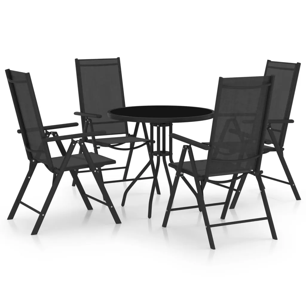 vidaXL Set Mobili Pranzo per Giardino 5 pz in Alluminio Textilene Nero