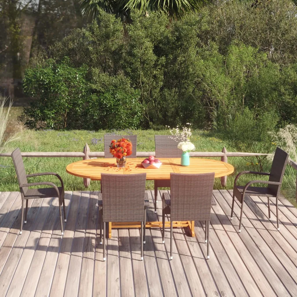 vidaXL Set Mobili da Pranzo Giardino 7 pz in Polyrattan Marrone