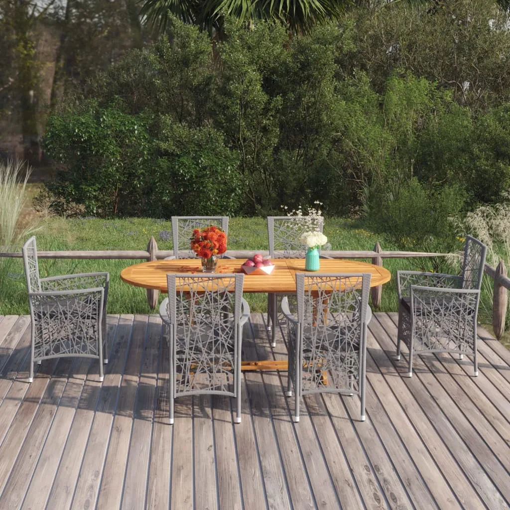 vidaXL Set Mobili da Pranzo per Giardino 7 pz in Polyrattan Grigio