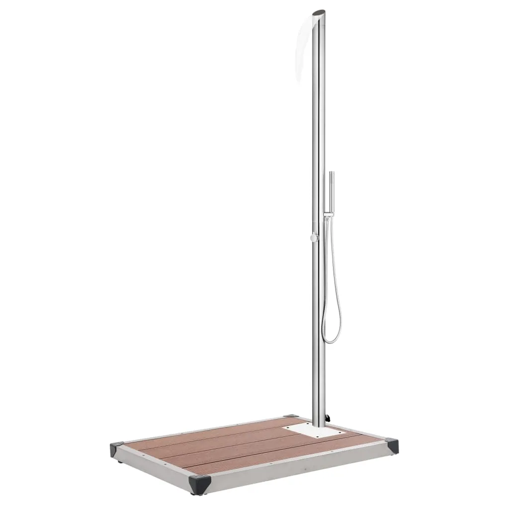 vidaXL Doccia da Giardino con Base Marrone 225 cm in Acciaio Inox