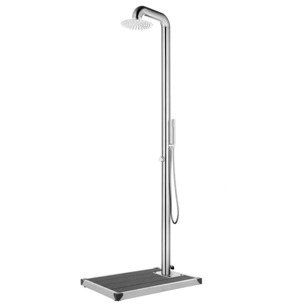 vidaXL Doccia da Giardino con Base Grigia 230 cm in Acciaio Inox