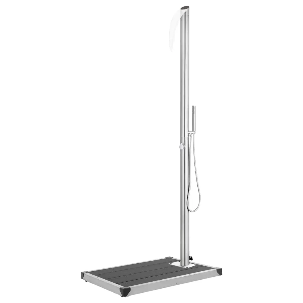 vidaXL Doccia da Giardino con Base Grigia 225 cm in Acciaio Inox