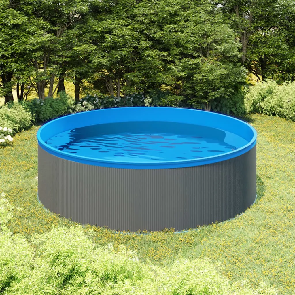 vidaXL Piscina Fuori Terra con Skimmer e Pompa Sospesi 350x90cm Grigia