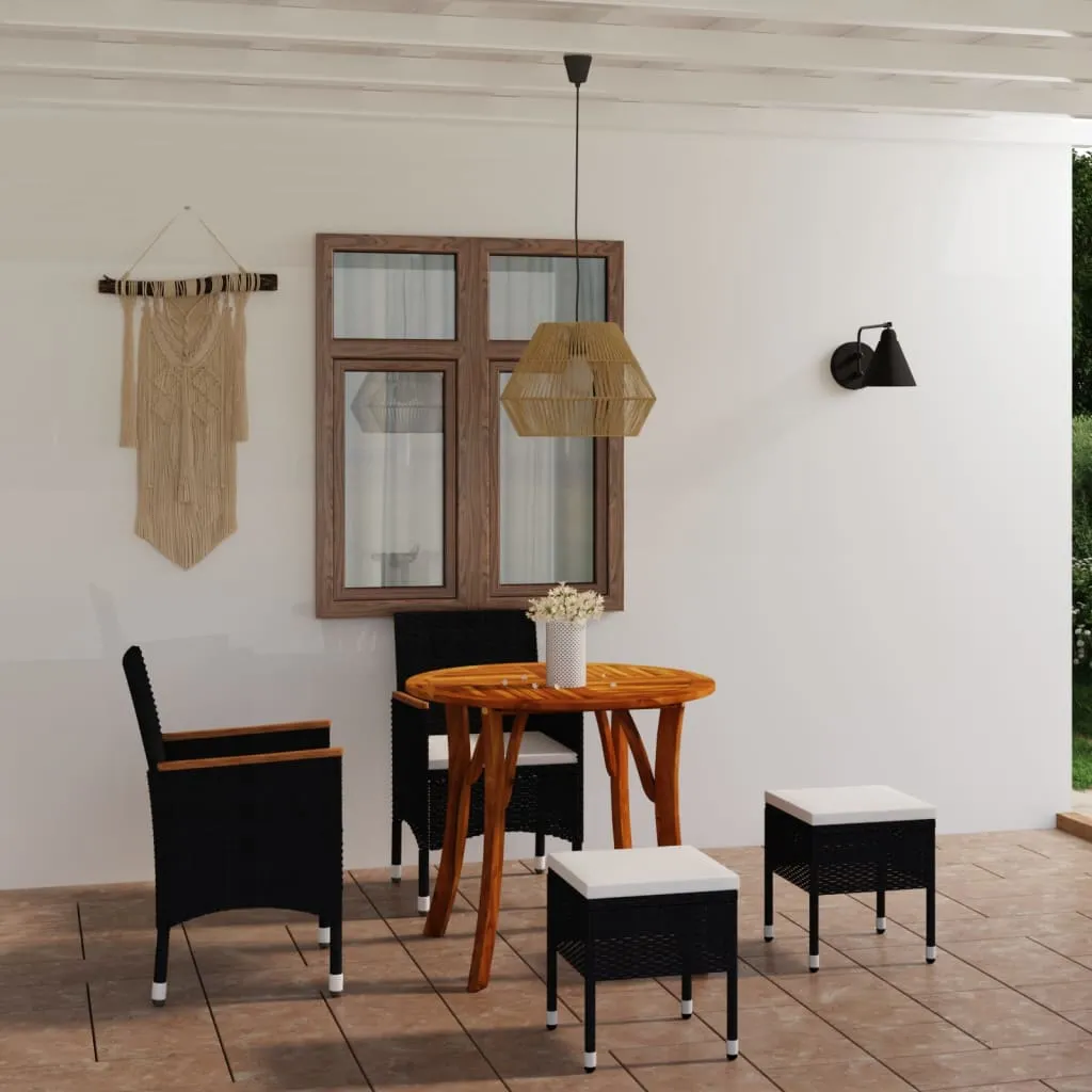 vidaXL Set Mobili da Pranzo per Giardino 5 pz Nero