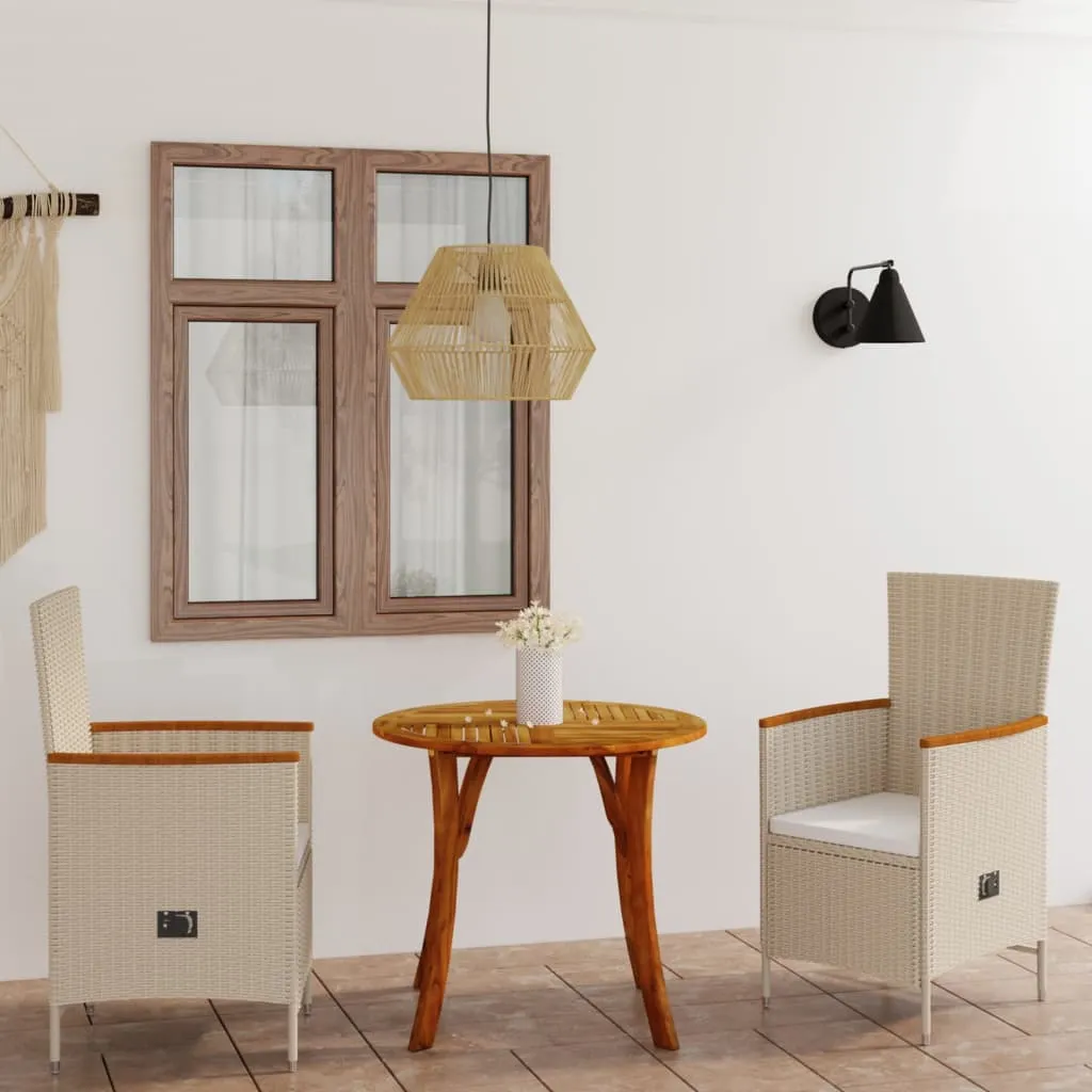 vidaXL Set Mobili da Pranzo per Giardino 3 pz Beige