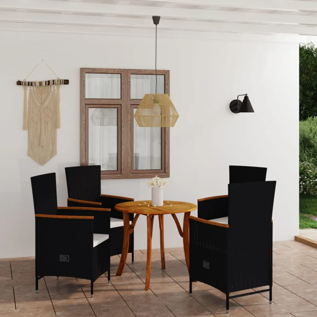 vidaXL Set Mobili da Pranzo per Giardino 5 pz Nero