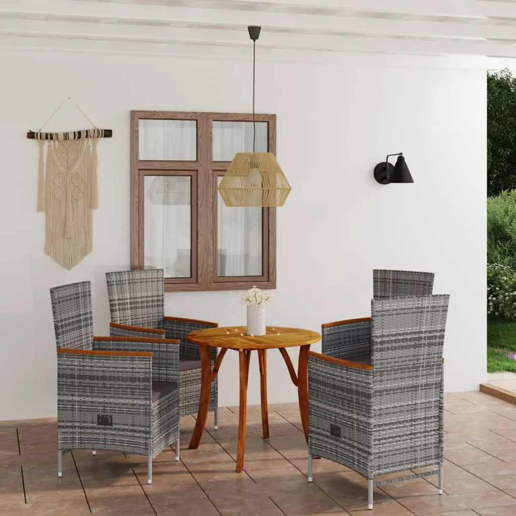 vidaXL Set Mobili da Pranzo per Giardino 5 pz Grigio