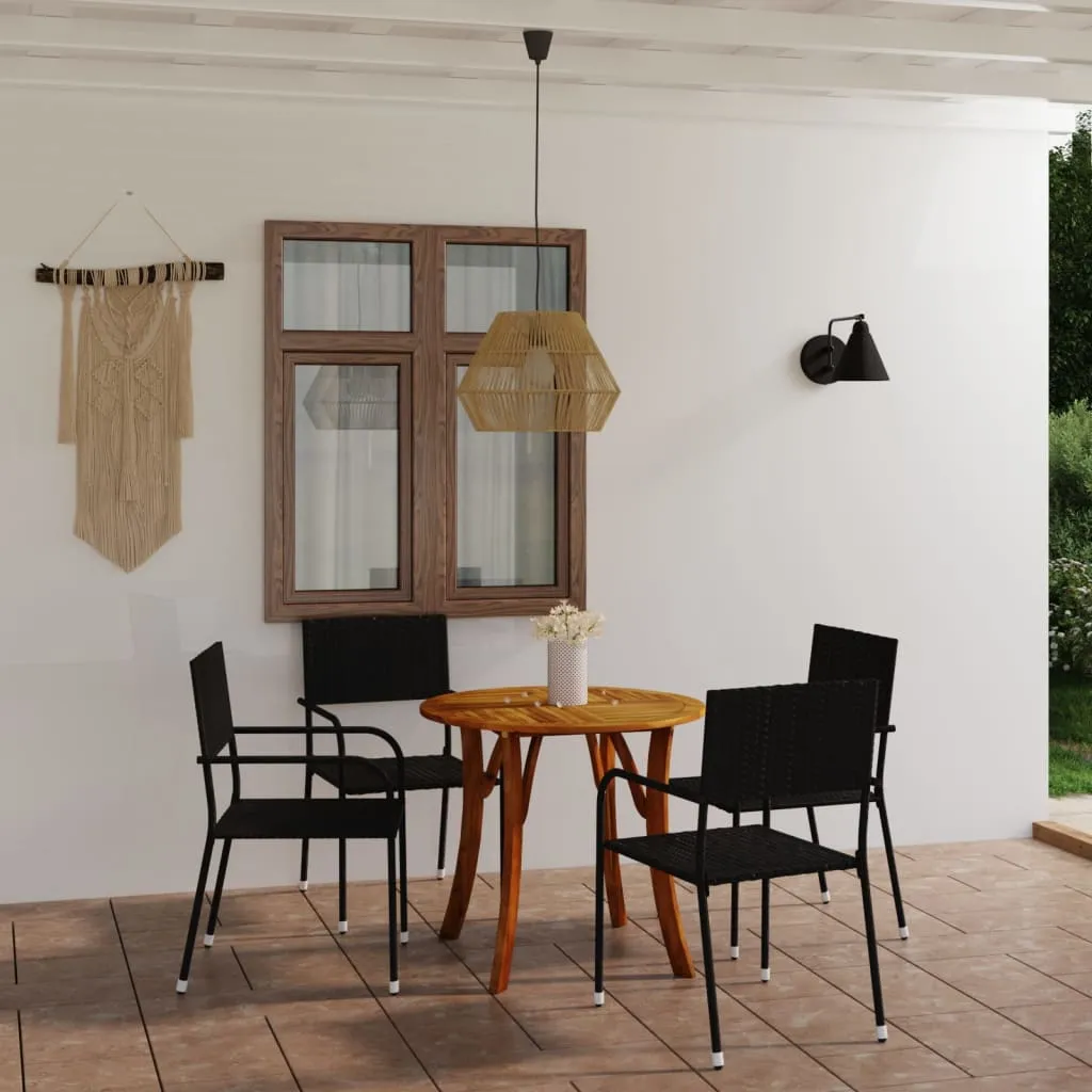 vidaXL Set Mobili da Pranzo per Giardino 5 pz Nero