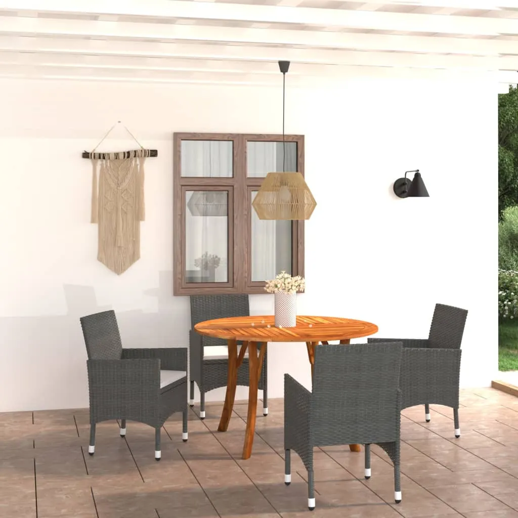 vidaXL Set Mobili da Pranzo per Giardino 5 pz Nero