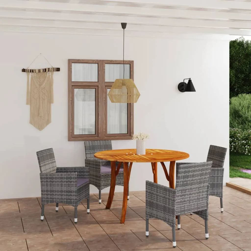 vidaXL Set Mobili da Pranzo per Giardino 5 pz Grigio