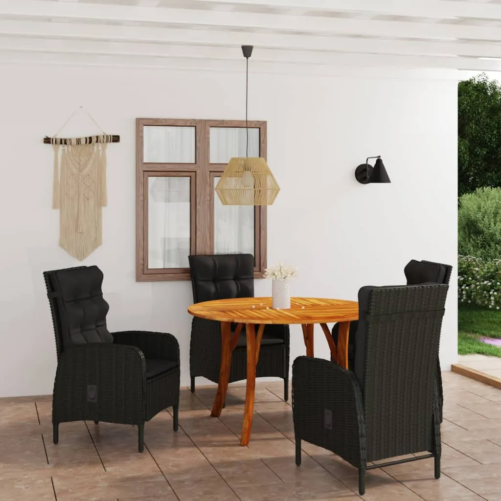 vidaXL Set Mobili da Pranzo per Giardino 5 pz Nero