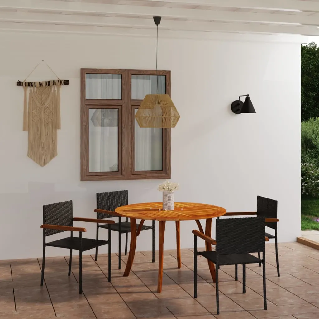 vidaXL Set Mobili da Pranzo per Giardino 5 pz Nero