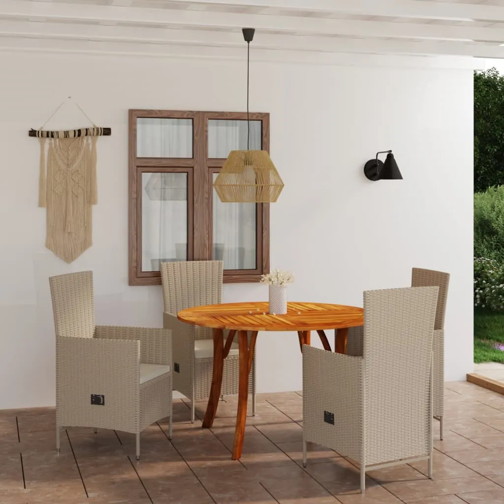 vidaXL Set Mobili da Pranzo per Giardino 5 pz Beige