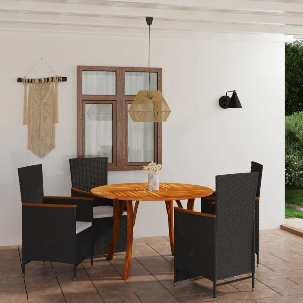 vidaXL Set Mobili da Pranzo per Giardino 5 pz Nero