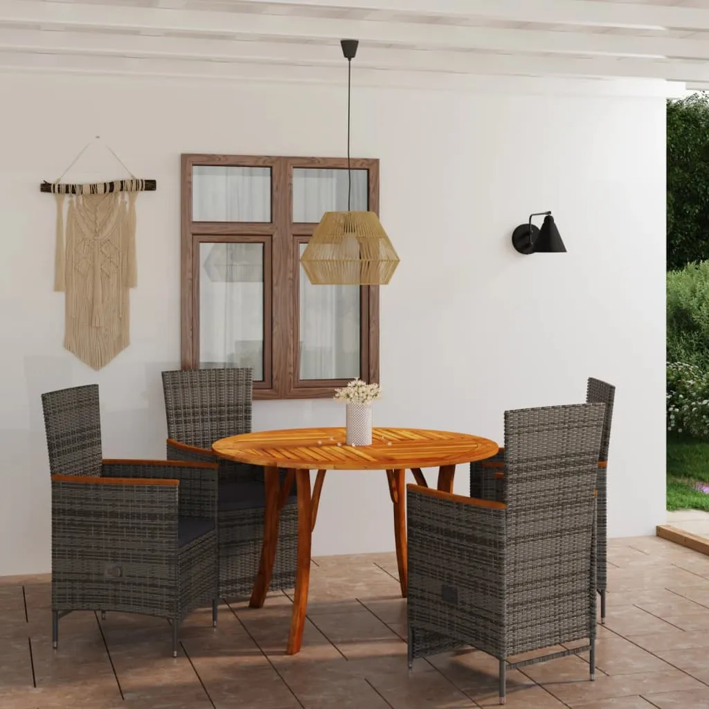 vidaXL Set Mobili da Pranzo per Giardino 5 pz Grigio