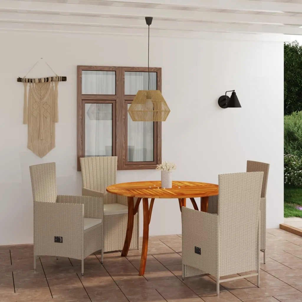 vidaXL Set Mobili da Pranzo per Giardino 5 pz Beige 