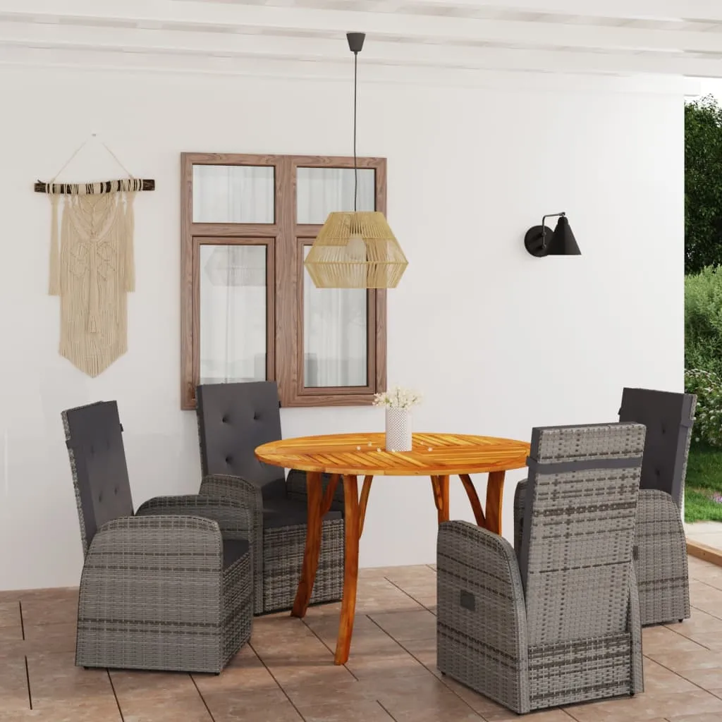 vidaXL Set Mobili da Pranzo per Giardino 5 pz Grigio