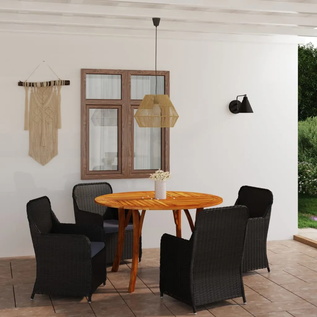 vidaXL Set Mobili da Pranzo per Giardino 5 pz Nero