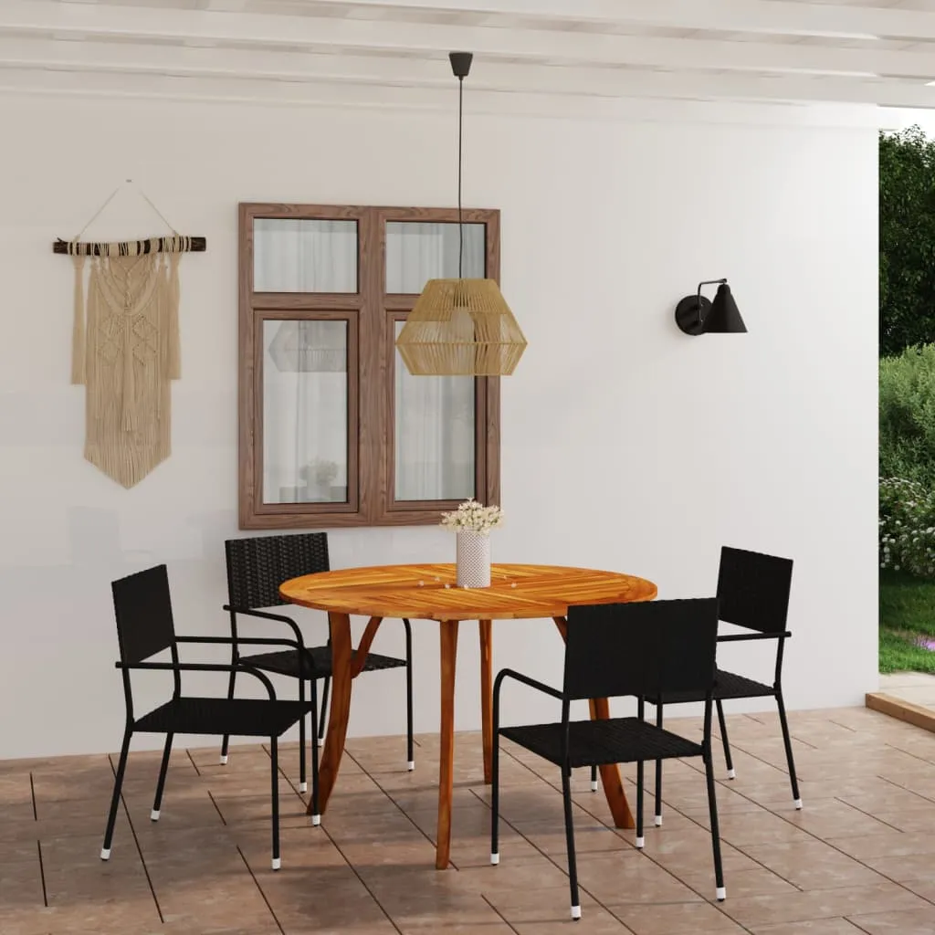 vidaXL Set Mobili da Pranzo per Giardino 5 pz Nero