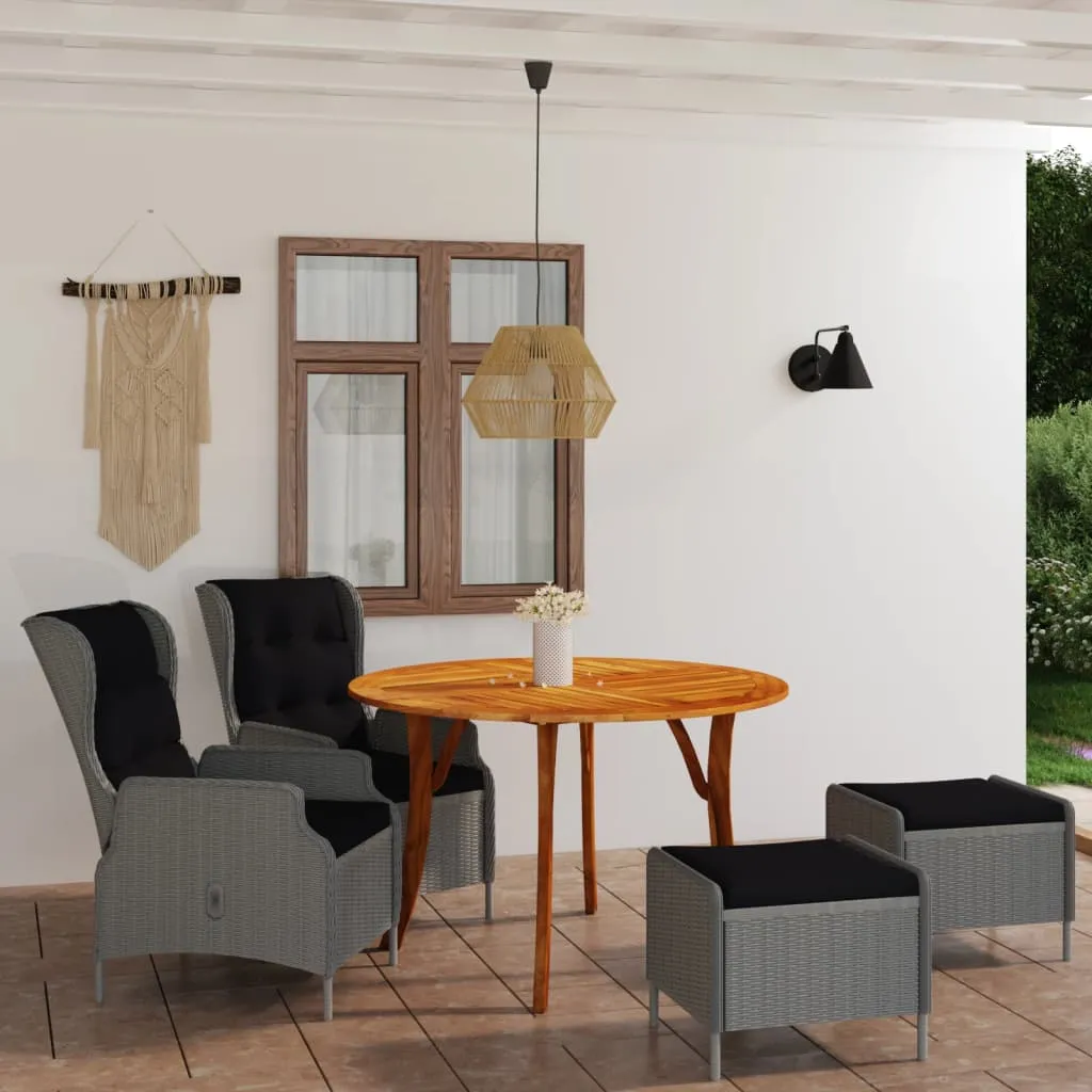 vidaXL Set Mobili da Pranzo per Giardino 5 pz Grigio Scuro