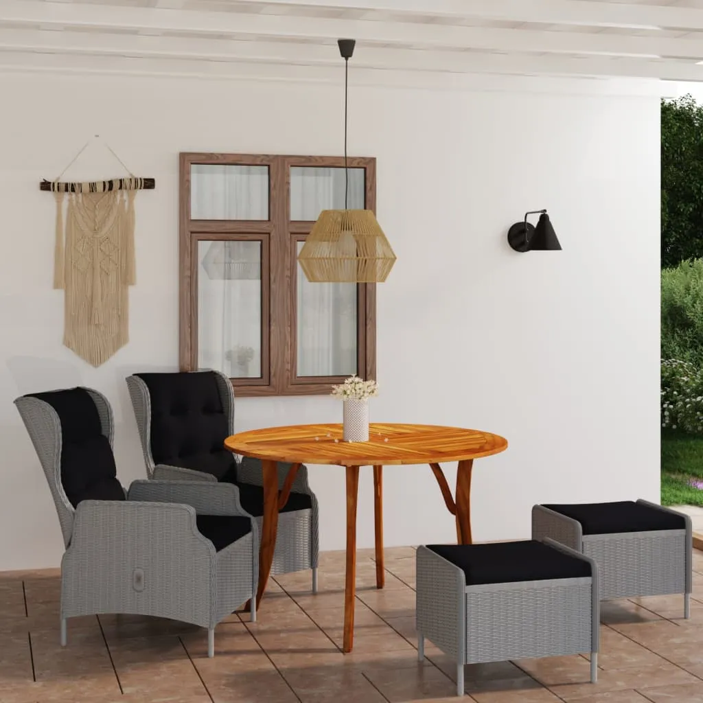 vidaXL Set Mobili da Pranzo per Giardino 5 pz Grigio Chiaro