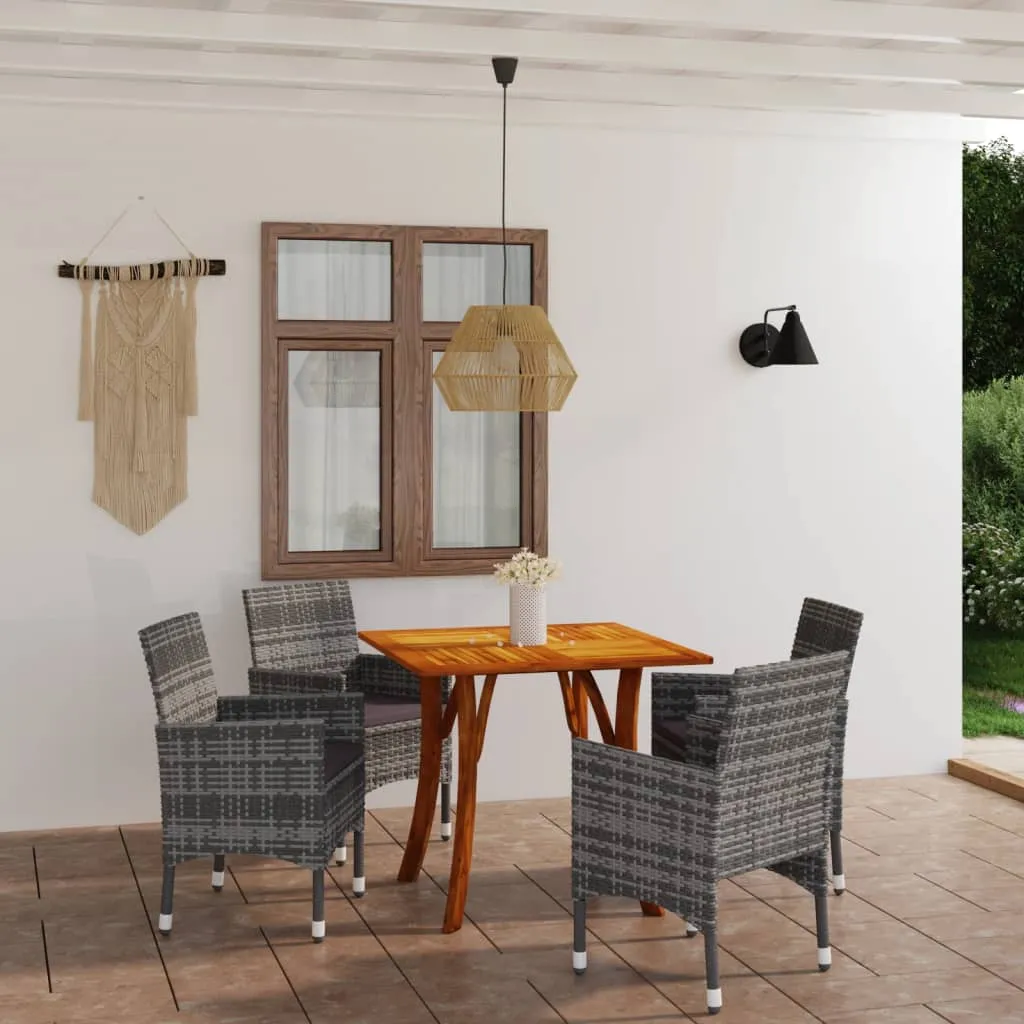 vidaXL Set Mobili da Pranzo per Giardino 5 pz Grigio