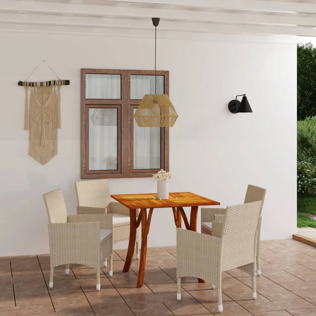 vidaXL Set Mobili da Pranzo per Giardino 5 pz Beige