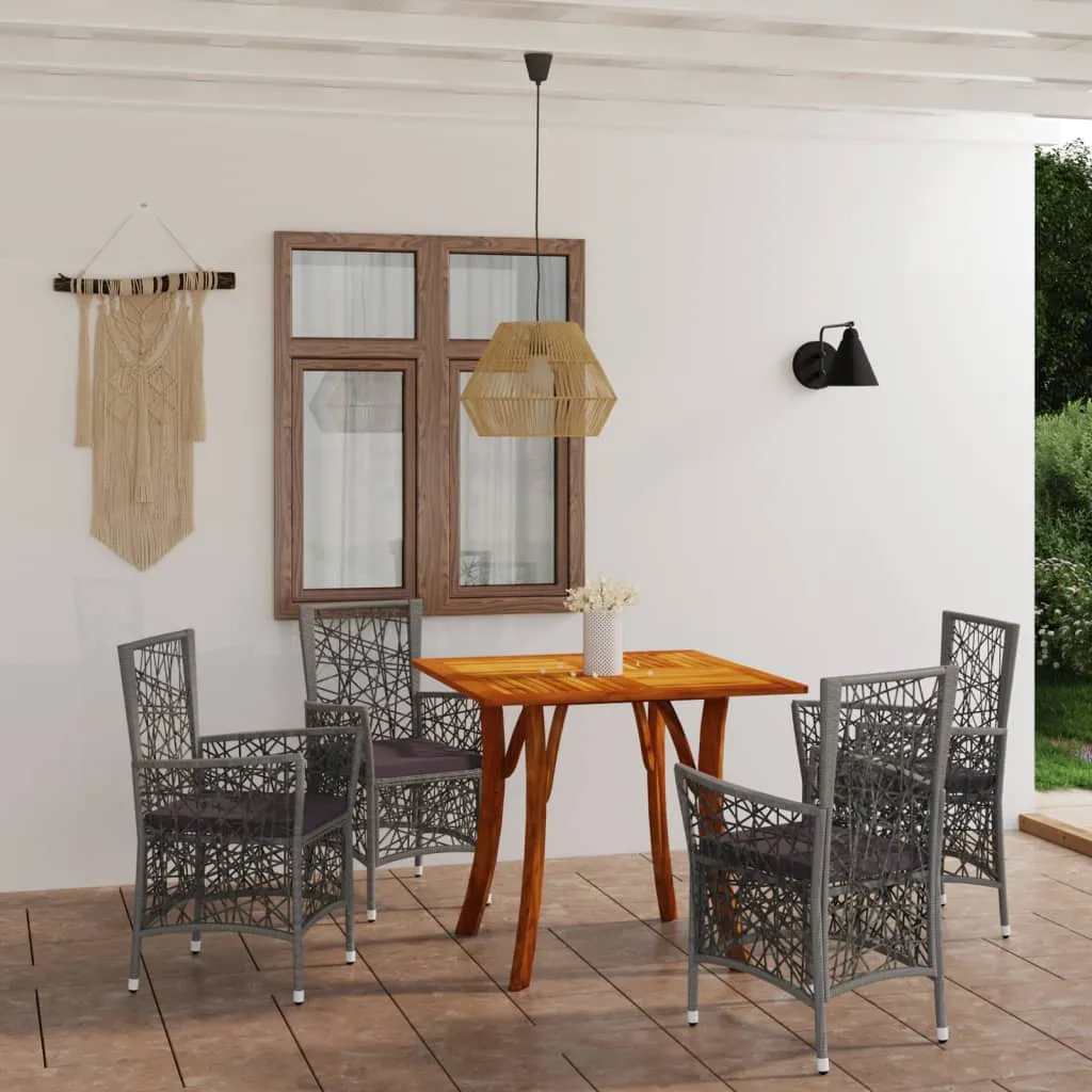 vidaXL Set Mobili da Pranzo per Giardino 5 pz Grigio