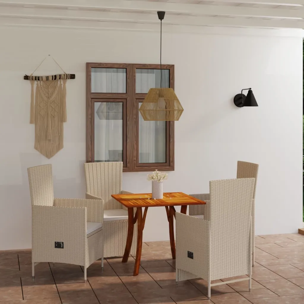 vidaXL Set Mobili da Pranzo per Giardino 5 pz Beige 