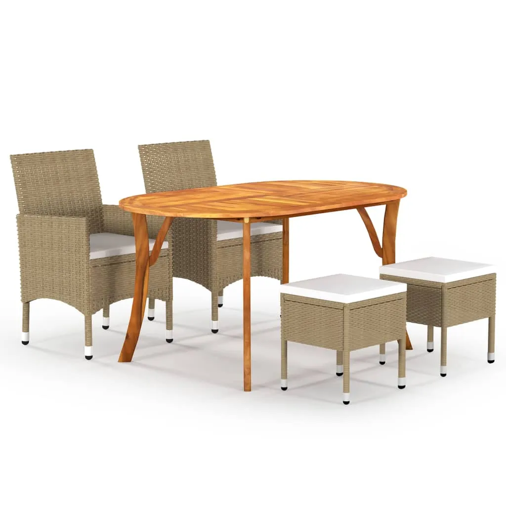 vidaXL Set Mobili da Pranzo per Giardino 5 pz Beige 