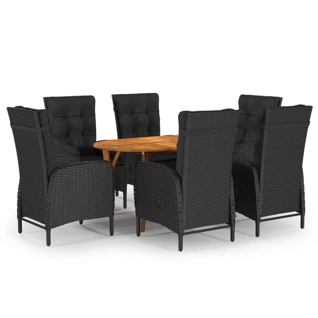 vidaXL Set da Pranzo da Giardino 7 pz Nero