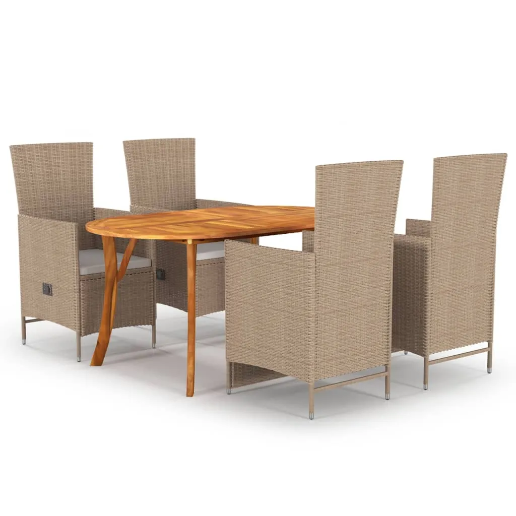 vidaXL Set Mobili da Pranzo per Giardino 5 pz Beige