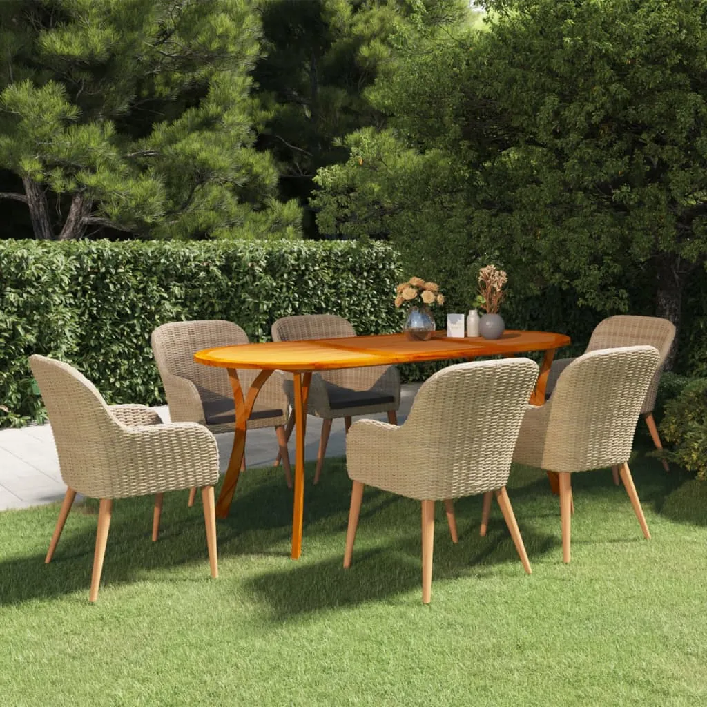 vidaXL Set Mobili da Pranzo per Giardino 7 pz Marrone