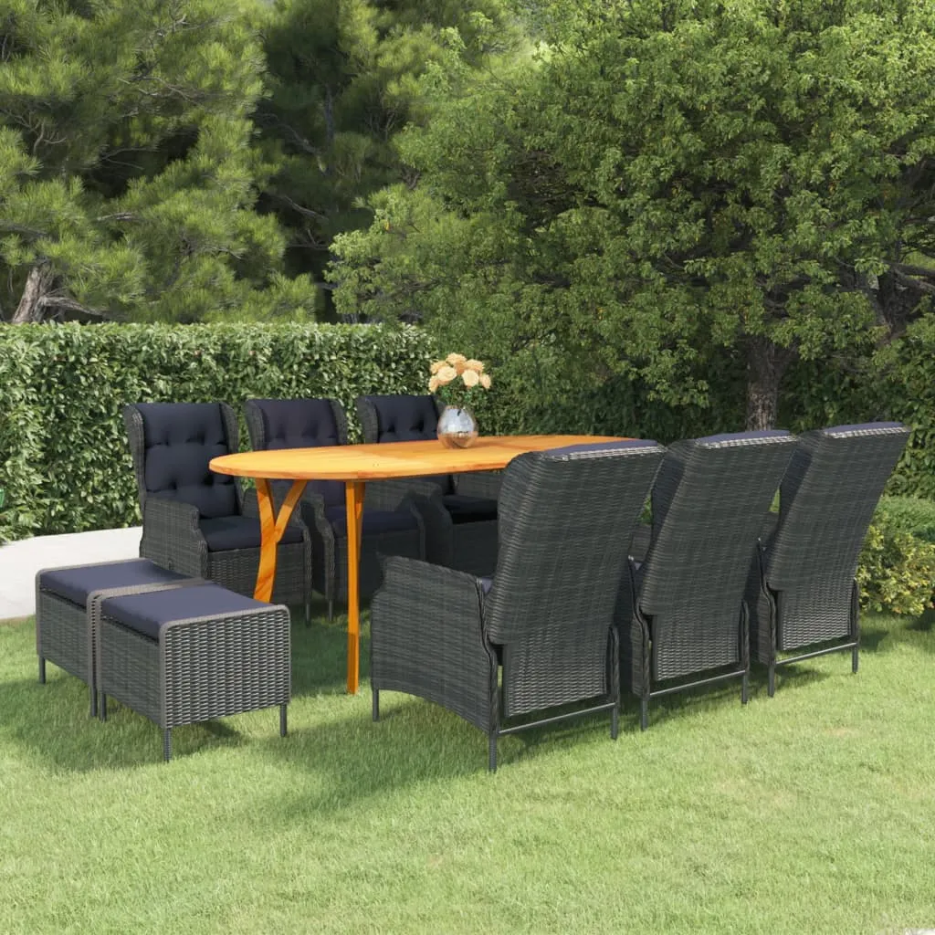 vidaXL Set Mobili da Pranzo per Giardino 9 pz Grigio Scuro