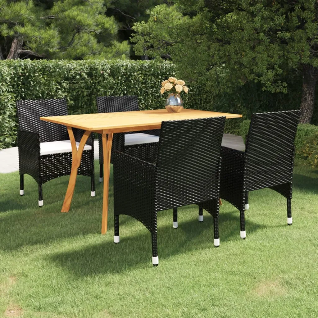 vidaXL Set Mobili da Pranzo per Giardino 5 pz Nero