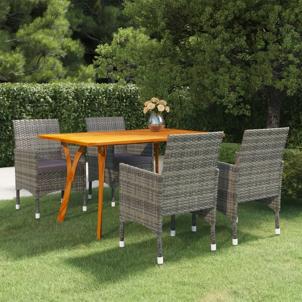 vidaXL Set Mobili da Pranzo per Giardino 5 pz Grigio