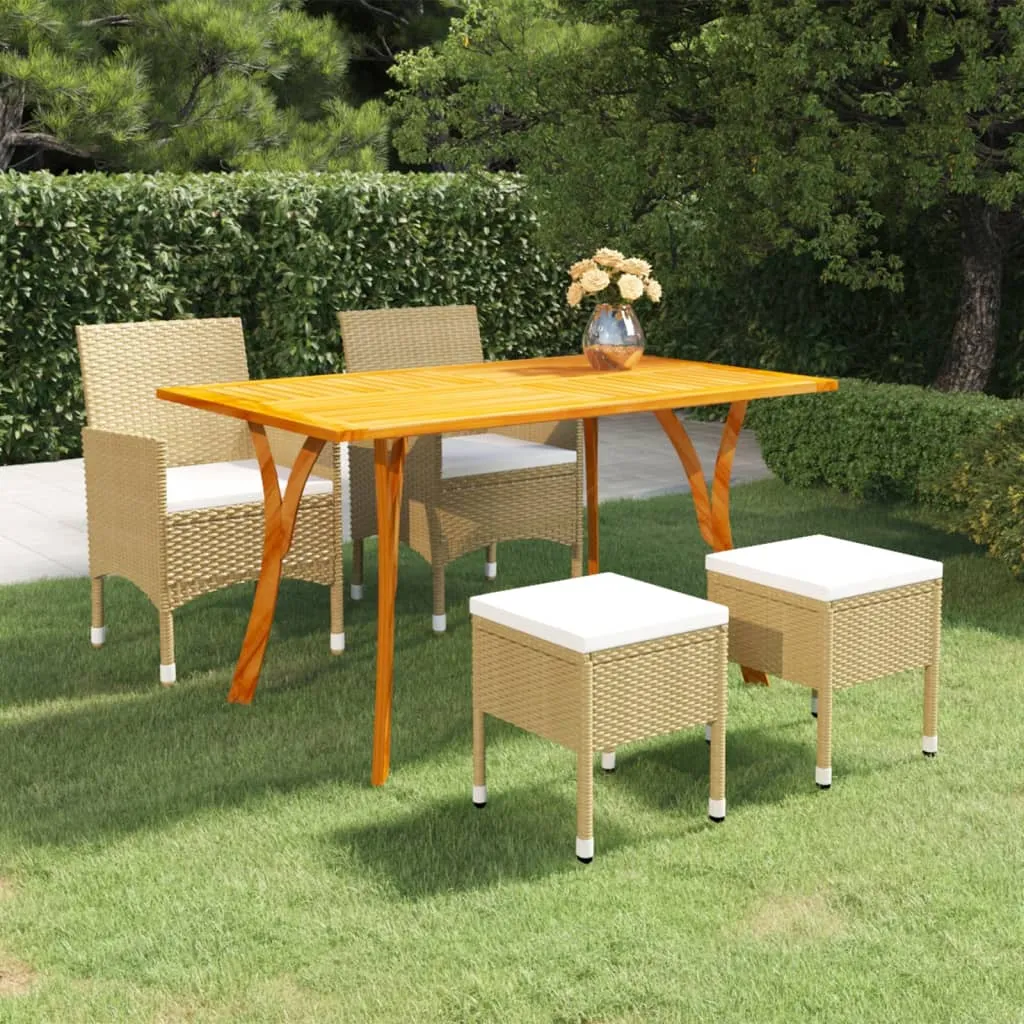 vidaXL Set Mobili da Pranzo per Giardino 5 pz Beige 