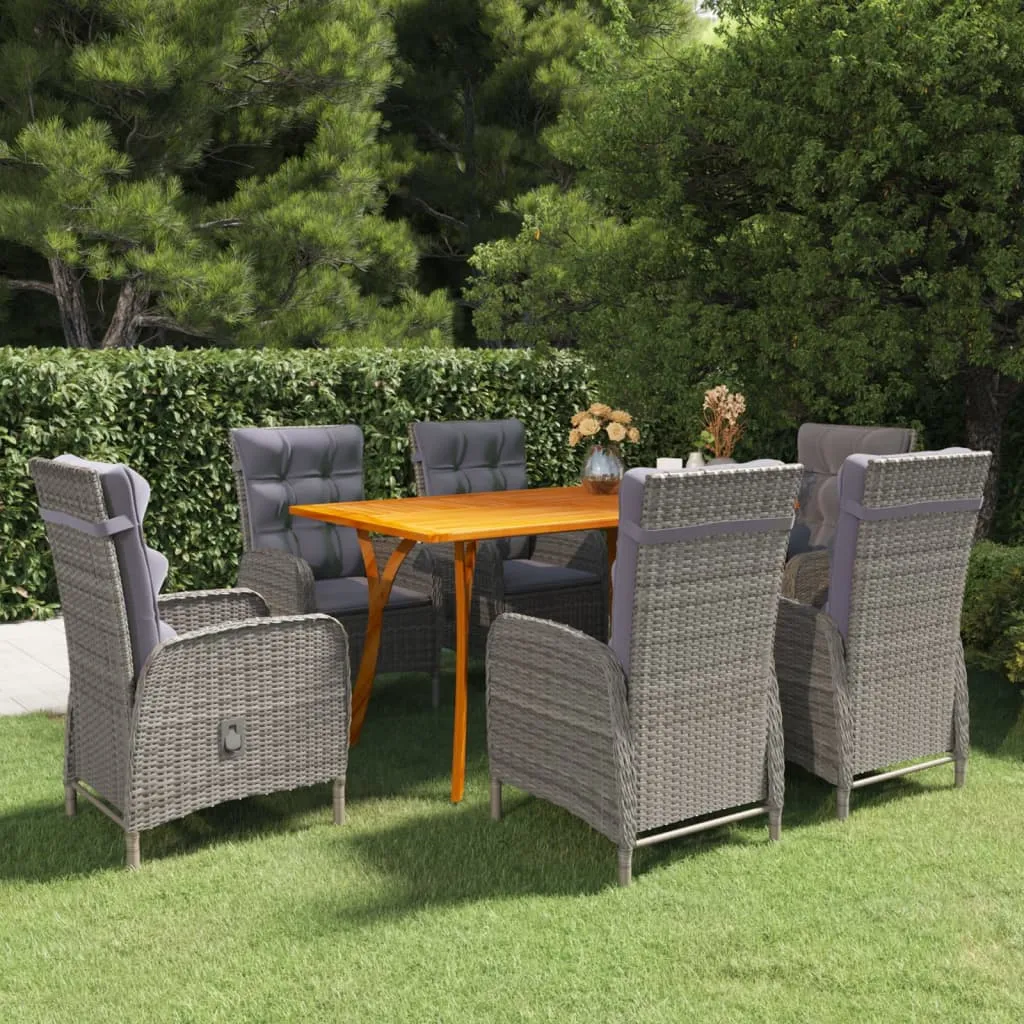 vidaXL Set da Pranzo da Giardino 7 pz Grigio