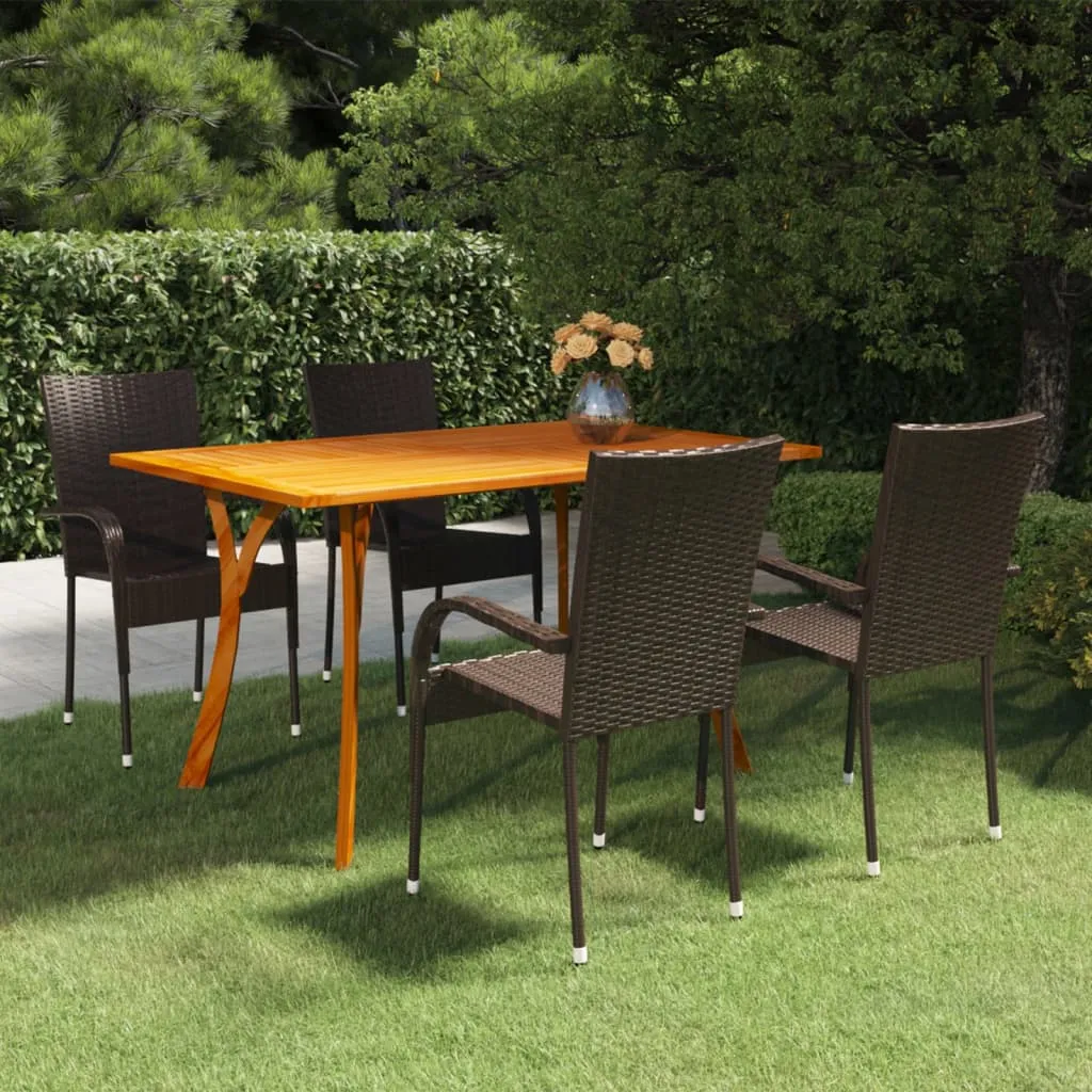 vidaXL Set Mobili da Pranzo per Giardino 5 pz Marrone