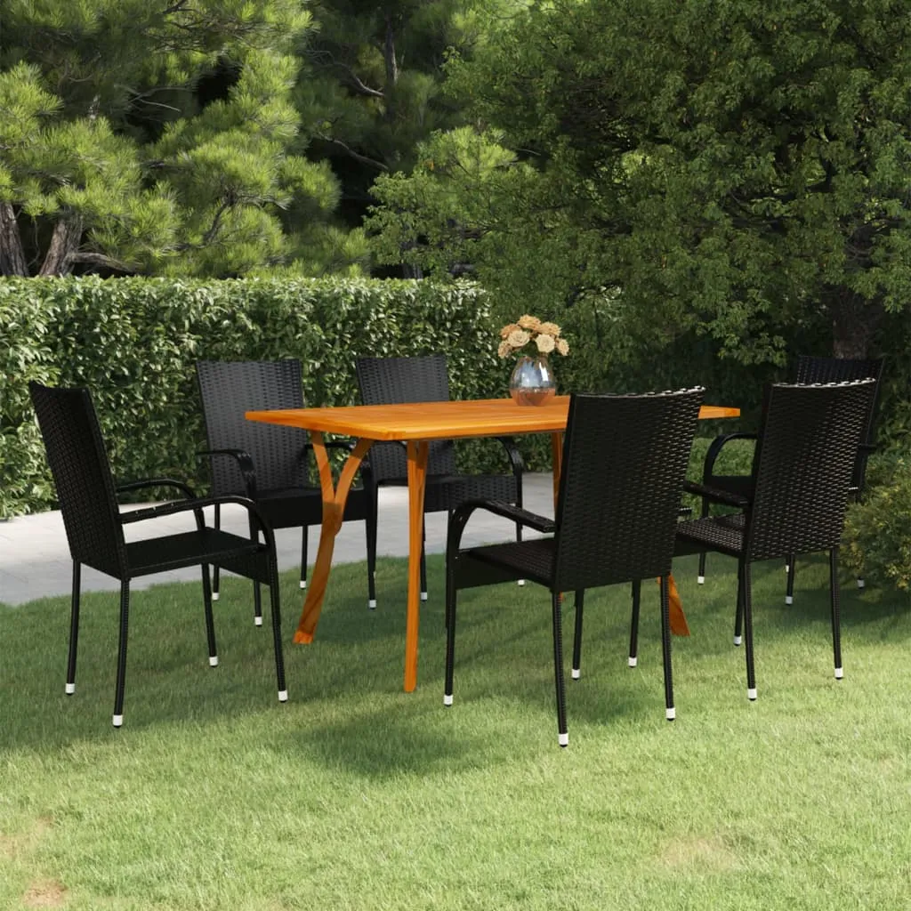 vidaXL Set Mobili da Pranzo per Giardino 7 pz Nero