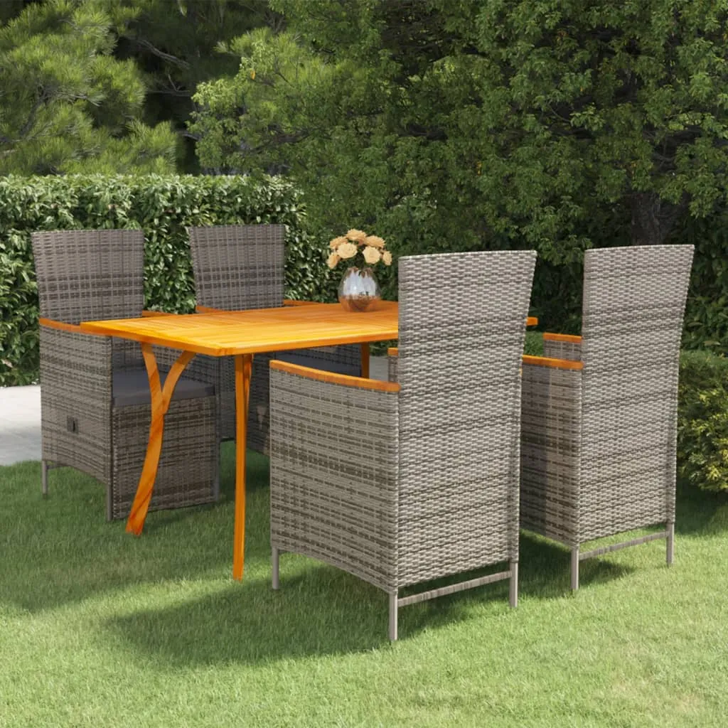 vidaXL Set Mobili da Pranzo per Giardino 5 pz Grigio