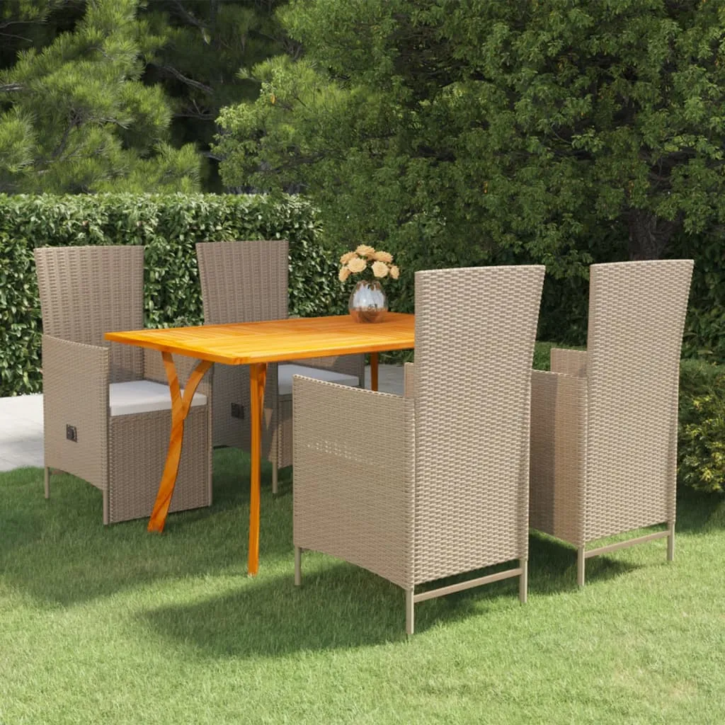 vidaXL Set Mobili da Pranzo per Giardino 5 pz Beige