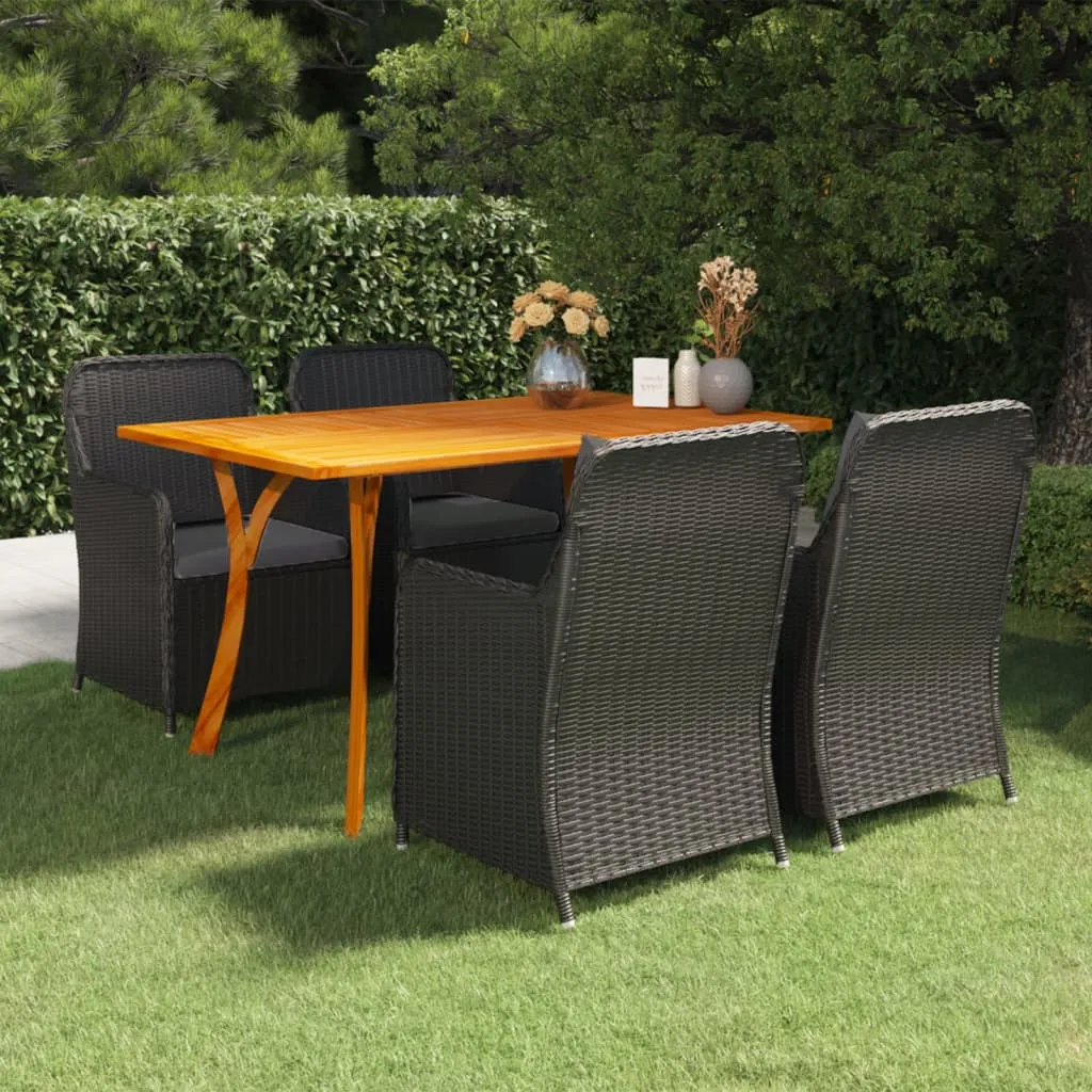 vidaXL Set Mobili da Pranzo per Giardino 5 pz Nero