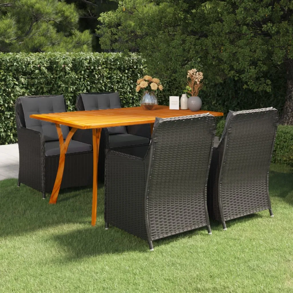 vidaXL Set Mobili da Pranzo per Giardino 5 pz Nero