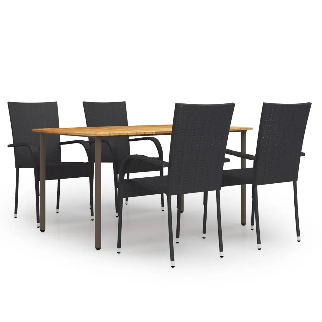 vidaXL Set Mobili da Pranzo Giardino 5 pz in Polyrattan Nero