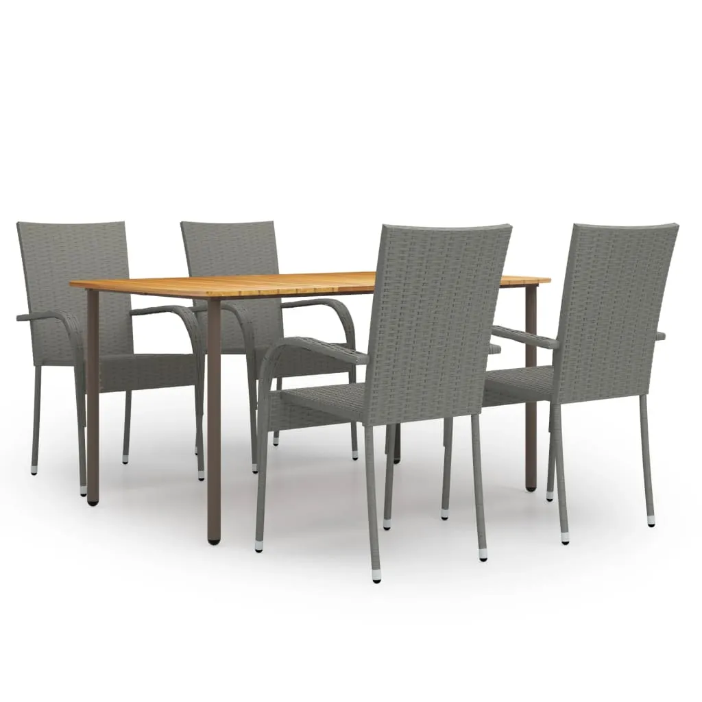 vidaXL Set Mobili da Pranzo Giardino 5 pz in Polyrattan Grigio