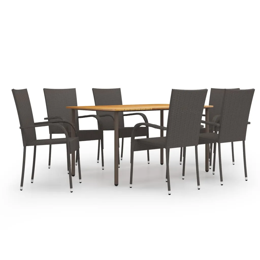 vidaXL Set Mobili da Pranzo Giardino 7 pz in Polyrattan Marrone