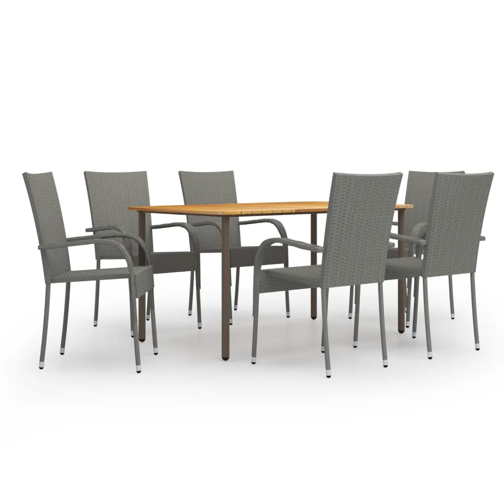 vidaXL Set Mobili da Pranzo Giardino 7 pz in Polyrattan Grigio